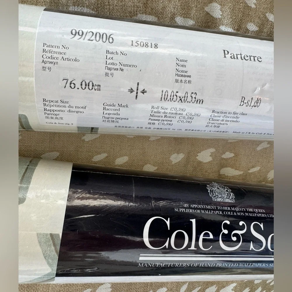 Cole & Son Parterre Wallpaper. French Grey. New